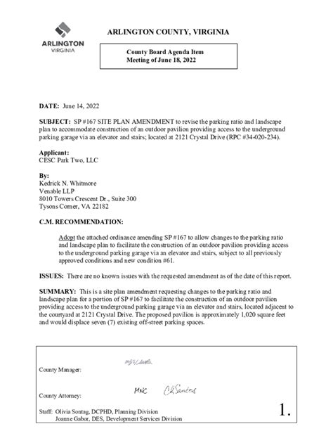Fillable Online SUBJECT: SP #167 SITE PLAN AMENDMENT to revise the ...