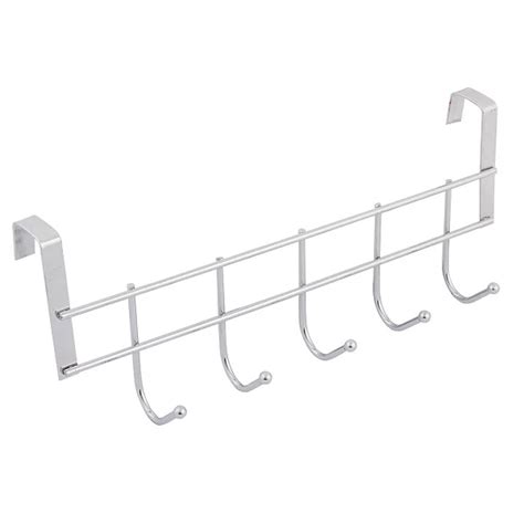 Household Bathroom Metal 5 Hooks Towel Clothing Belt Hanger Hook Silver ...