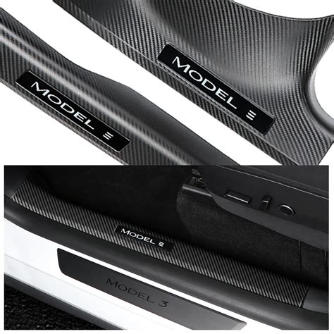 Buy Topfit for Tesla Model 3 Door Sill Protector Scuff Plates Matte ...