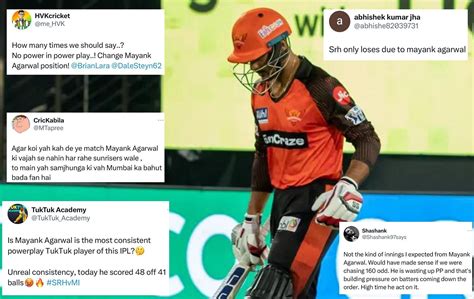 "Proper Test player" - SRH opener Mayank Agarwal faces wrath of fans ...