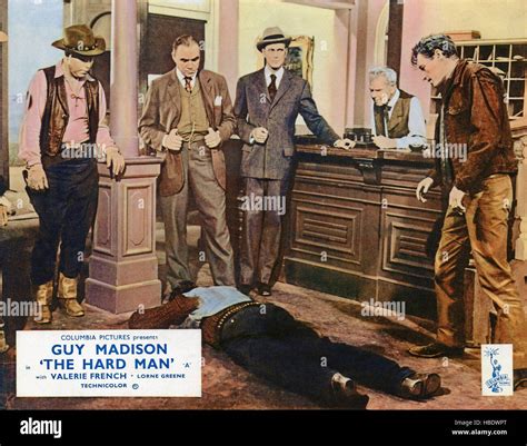 THE HARD MAN, standing in front of desk from left: Rudy Bond, Lorne ...