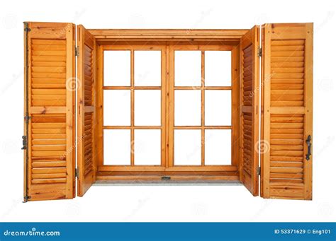 Wooden Window with Shutters Isolated Stock Image - Image of casement ...