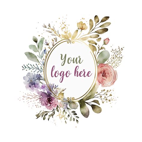 Watercolor Floral Logo, Pastel floral logo, Watercolor Round Floral Logo, Flower Logo, modern ...
