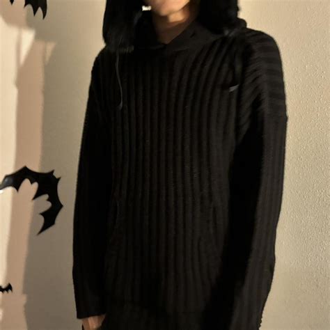 Black hooded sweater Size L Model is... - Depop
