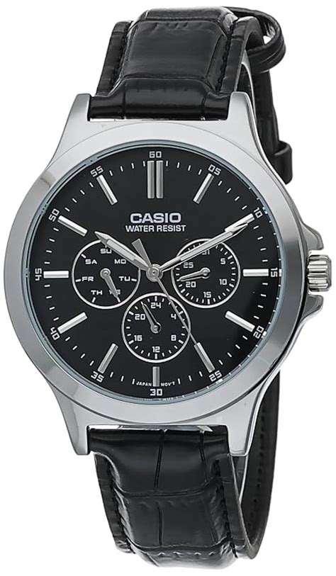Casio Men Leather Analog Black Dial Watch-Mtp-V300L-1Audf (A1176), Band ...