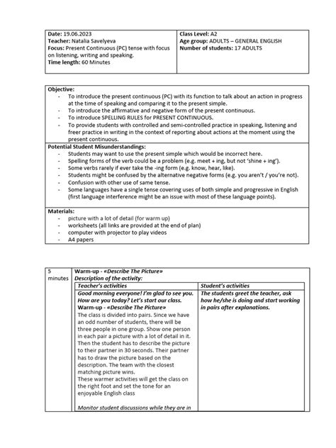 Module 2 Video Lesson Plan Examples TEFL 的图像结果