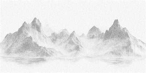 High mountains and hills rough ink shape with dry grain texture ...