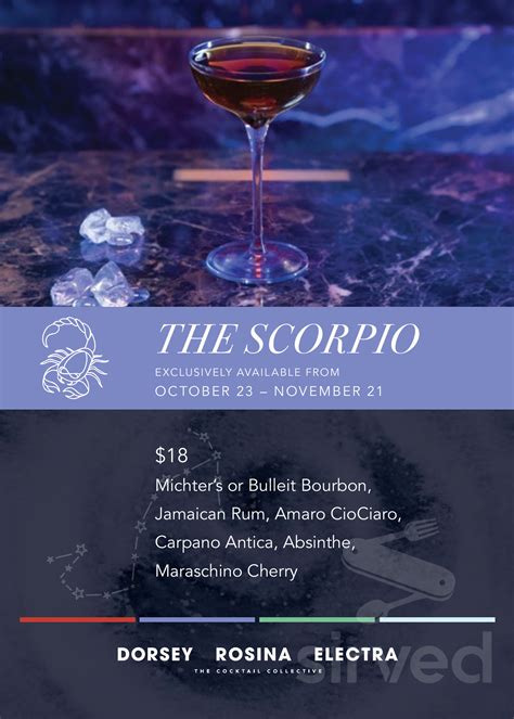 The Dorsey Cocktail Bar menu in Las Vegas, Nevada, USA