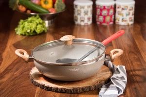 dePRISM Sapphire Nonstick KADAI, with Induction - Granite Grey Kadhai ...