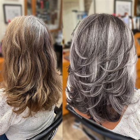 30 Flawless Examples of Gray Blending for Dark Hair in 2023