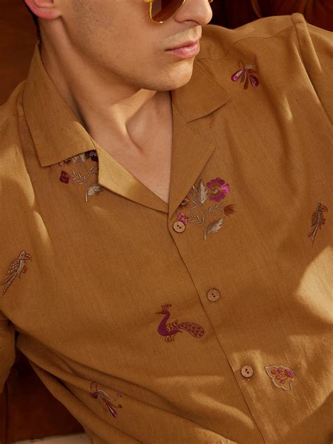 DENNISON Mustard Color Embroidered Casual Shirt – Dennison Fashion India