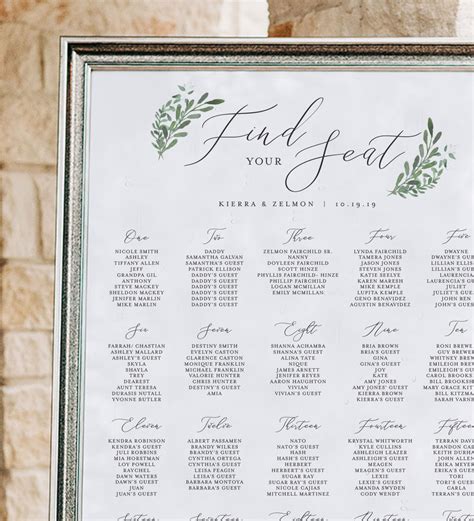 Wedding Seating Charts Templates
