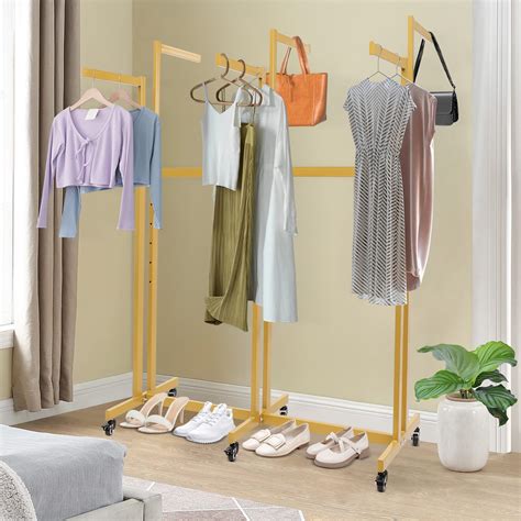 Free Standing Strong Structure Gold Adjustable Shirt Garment Rack with ...