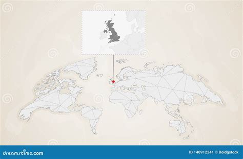 Map of United Kingdom with Neighbor Countries Pinned on World Map Stock Vector - Illustration of ...