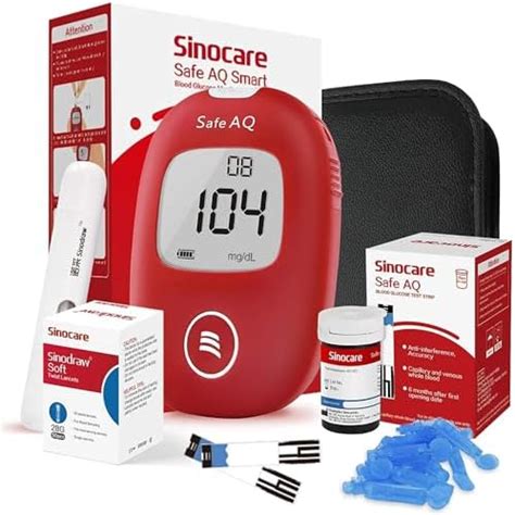 SINOCARE SAFE AQ SMART Blood Glucose Monitor/Machine | With 10 Strips ...