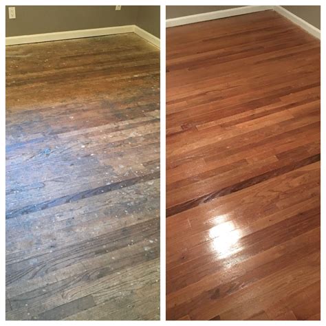 Before and after picture of a beautiful wood floor that was refinished ...