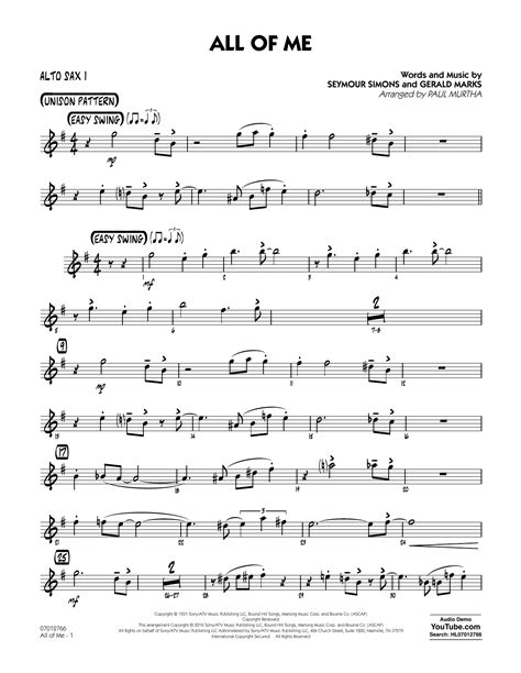 All of Me - Alto Sax 1 by Paul Murtha Sheet Music for Jazz Ensemble at ...