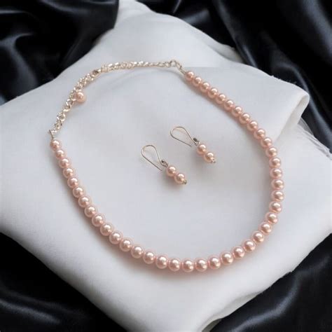 Soft Pink Pearl Necklace and Earring Set – AashirsLifestyle