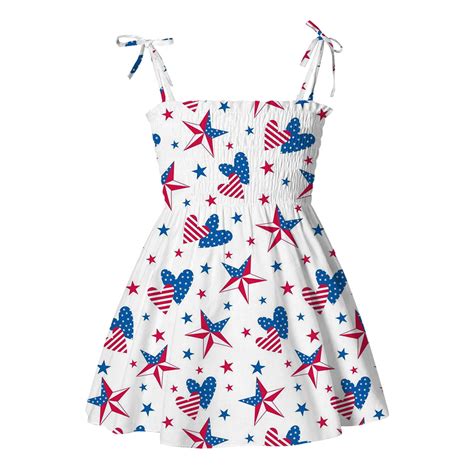 Utoimkio Toddler Girls 4th of July Dresses America Flag Strap Dresses ...