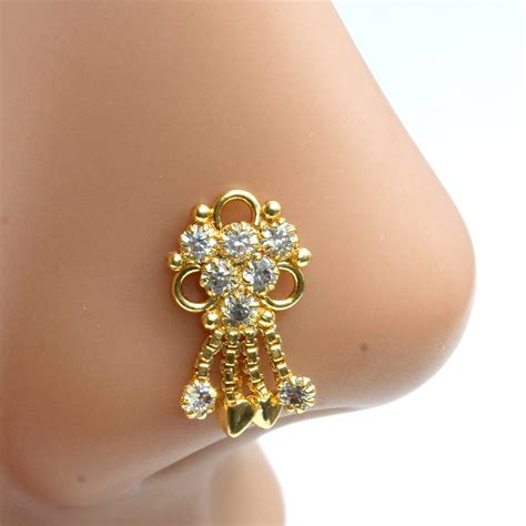 Party wear gold plated nose stud 18g – Karizma Jewels