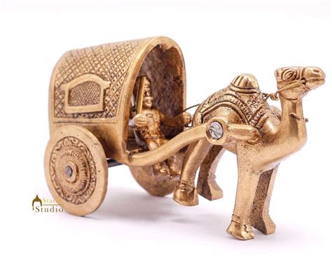 Brass Antique Finish Camel Cart Replica statue Home Decorations Item S ...
