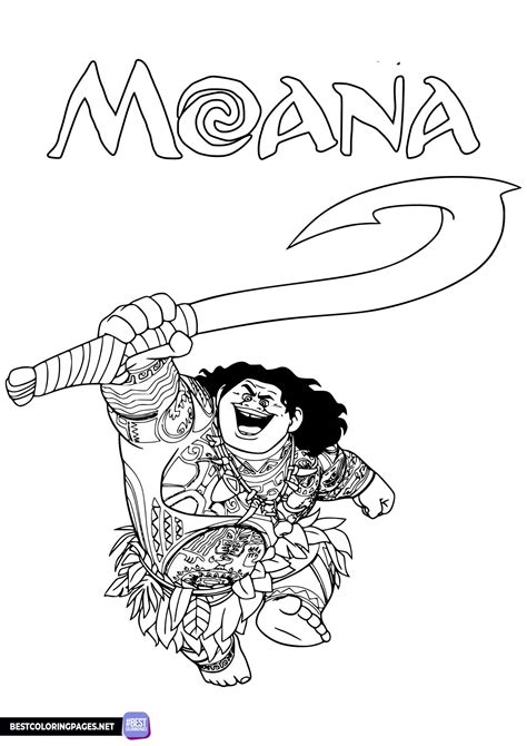 Maui Coloring Pages Moana Colouring Getdrawings Sketch Coloring Page