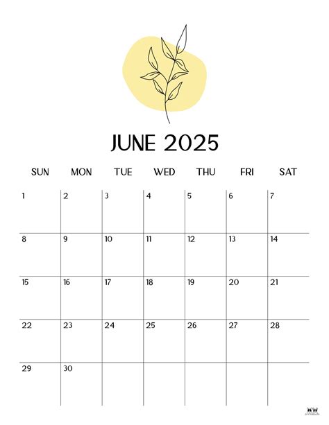 June 2025 Calendars - 107 FREE Printables | Printabulls