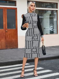 NANCYFABRIC Women Bodycon Black, White Midi/Calf Length Dress - Buy ...