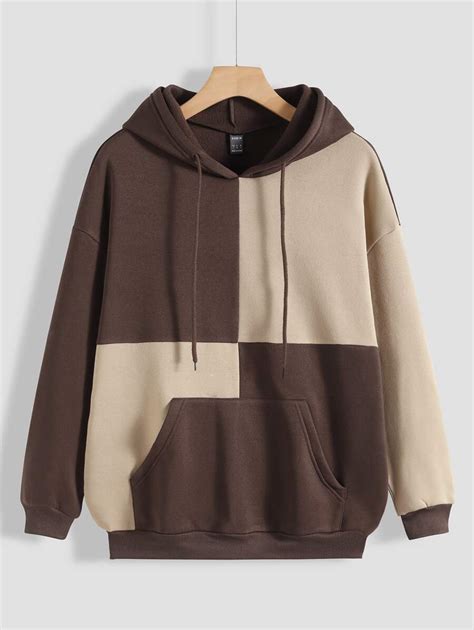 Color Block Drop Shoulder Drawstring Hoodie | SHEIN USA