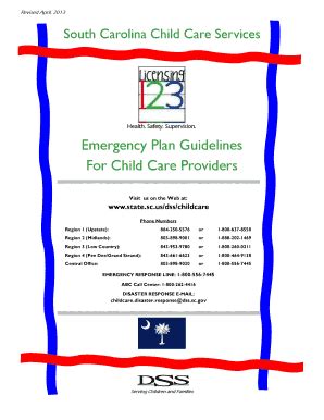 Emergency Plan Guidelines For Child Care Providers - Childcare Sc ...