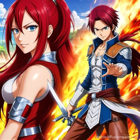 erza scarlet from fairy tail and eren jaeger from attack on titan ...