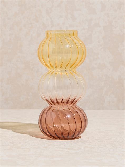 Buy Westside Home Multicolour Ombre-Finish Ribbed Glass Vase from Westside