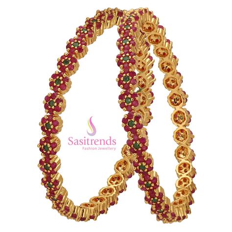 Latest Micro Gold Plated Bangles For Women | AD Stone Bangle – Sasitrends