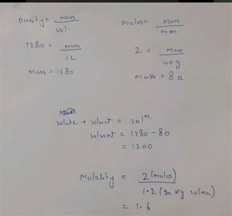 5m aqueous solution of x (molar mass 100 g /mol) with density 1.289g ...