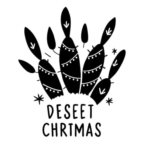 A black and white drawing of a desert christmas tree | Premium AI ...