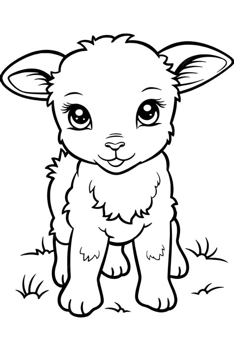 Premium Vector | A lamb coloring page for kids
