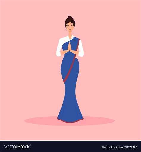 Air hostess character in a standing position Vector Image