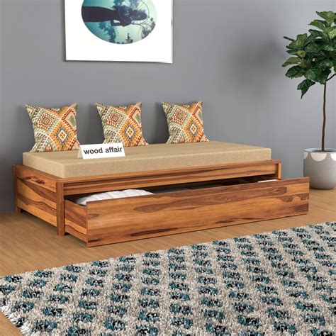 VINAYAK ART PLACE Wooden Single Size Bed for Living Room, Drawing Room ...