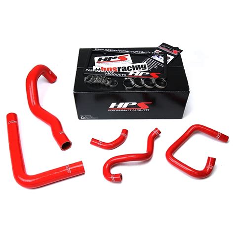 Buy HPS Red Reinforced Silicone Radiator + Heater Hose Kit Coolant for ...