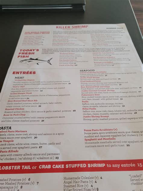 Killer Shrimp Menu