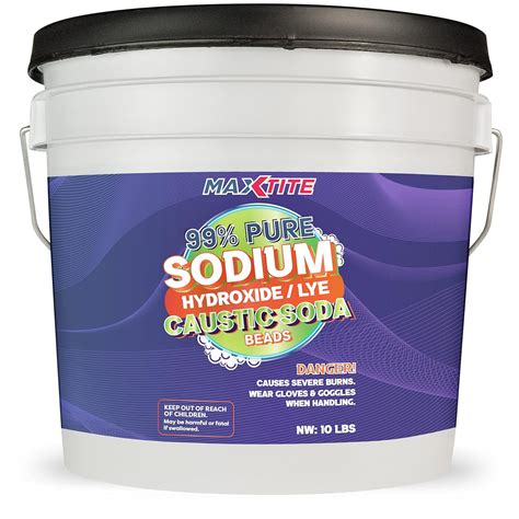 Sodium Hydroxide (Caustic Soda Beads) Lye 99% Pure (10lbs) - Food Grade ...