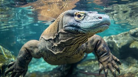 Komodo Dragon Swim 的图像结果