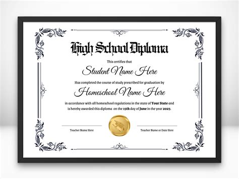 Editable Homeschool Diploma Template Homeschool Diploma High School ...