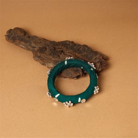 Green Fabart Ghungroo Work Handmade Bangle
