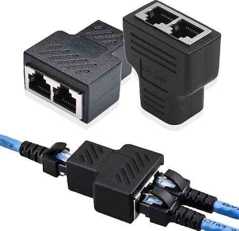 fdealz® [ 2 Pieces ] Ethernet Splitter Adapter, RJ45 Female 1 to 2 ...