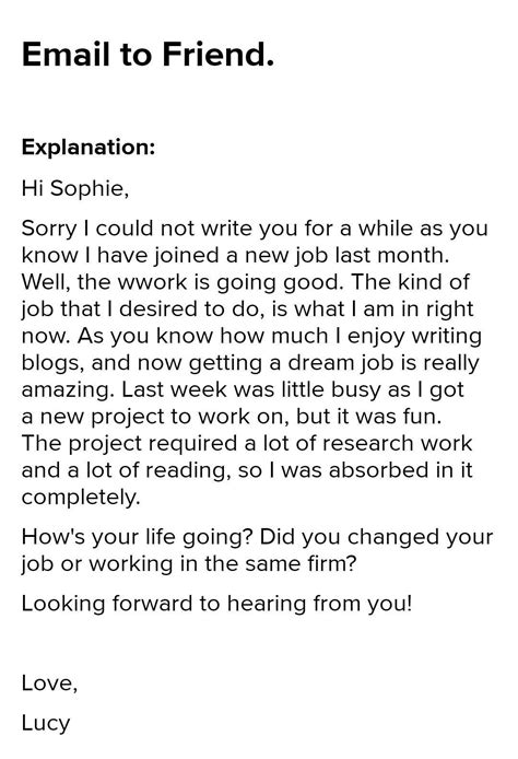 write an email to your friend about your work experience week - Brainly.in