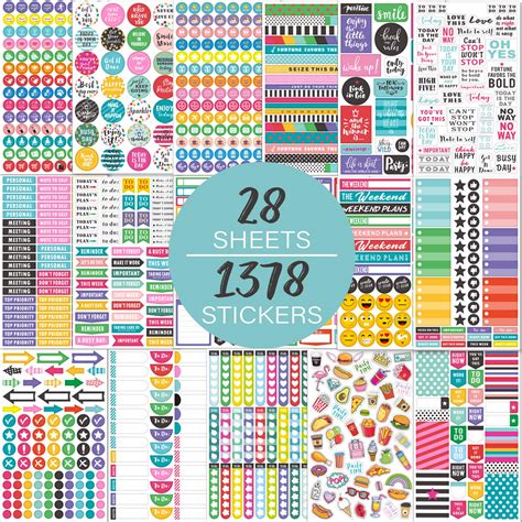 Buy Planner Stickers Pack - 28 Sheets / 1378 Stickers, Stylish Variety ...