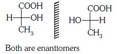 Two possible stereo-structures of CH3CHOHCOOH, which are optically ...