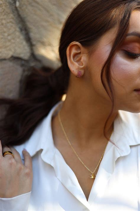 Radiant Pink Studded Huggies: Bestselling Jewelry for Chic Glamour ...