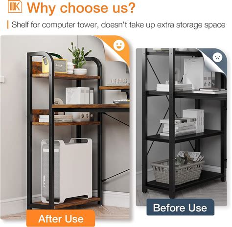 Buy ODK Computer Desk with Storage Shelves and Monitor Stand, 55 Inch ...